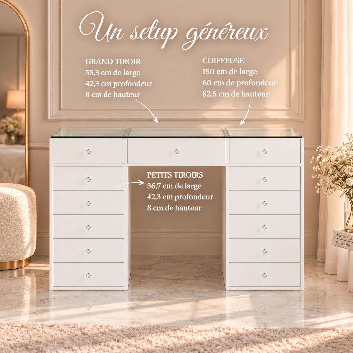 Coiffeuse avec Rangements — L'Alba